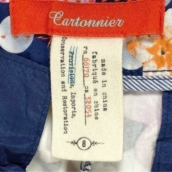 Anthropologie Cartonnier Pants Womens Sz 8 Navy Blue Floral Print Ankle Trousers - Picture 12 of 13